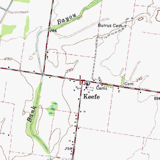 Topographic Map of Keefe, TN