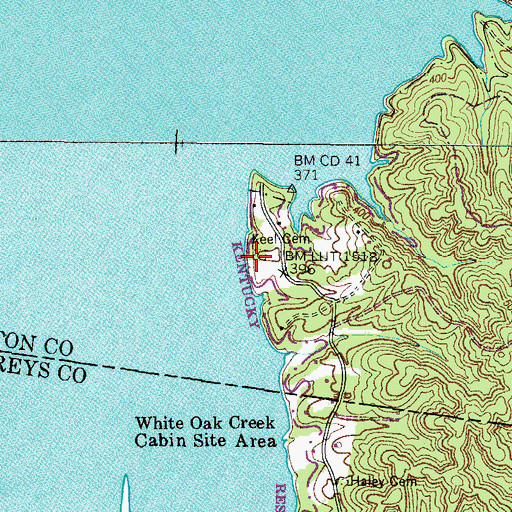 Topographic Map of Keel Cemetery, TN