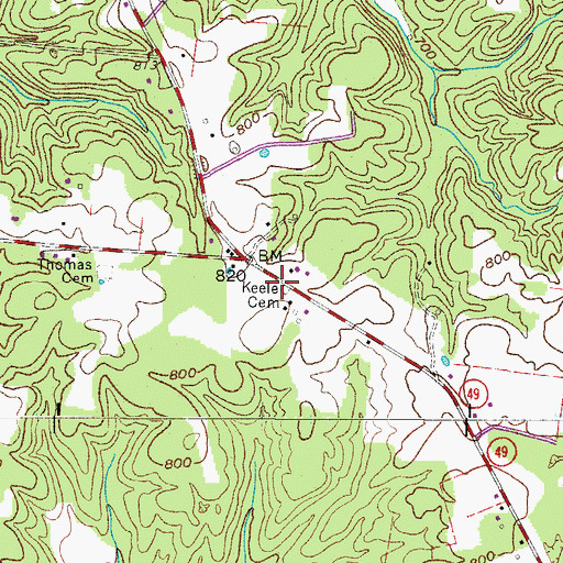 Topographic Map of Keele Cemetery, TN