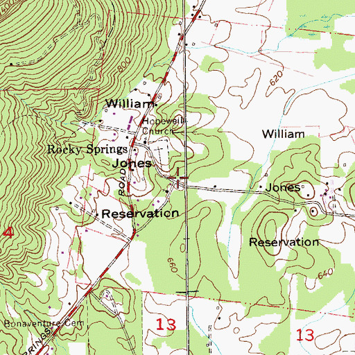Topographic Map of William Jones Reservation, AL