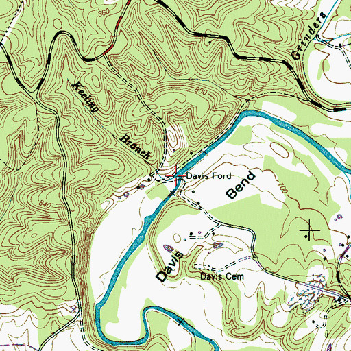 Topographic Map of Keeling Branch, TN