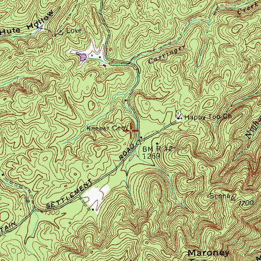 Topographic Map of Keener Cemetery, TN