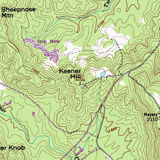 Topographic Map of Keener Hill, TN