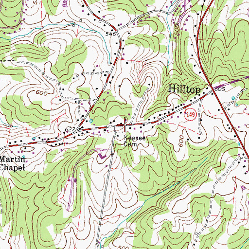 Topographic Map of Keesee Cemetery, TN