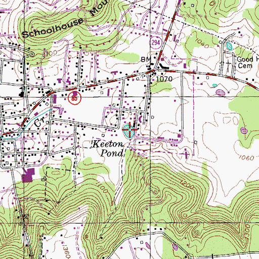Topographic Map of Keeton Pond, TN