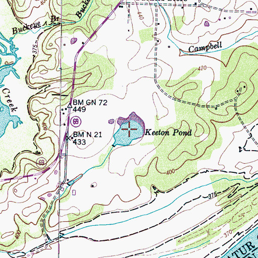 Topographic Map of Keeton Pond, TN