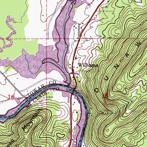 Topographic Map of Williams, AL