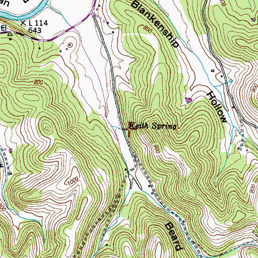 Topographic Map of Keith Spring, TN