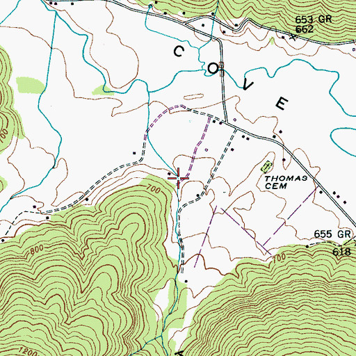 Topographic Map of Kelley Cove, TN