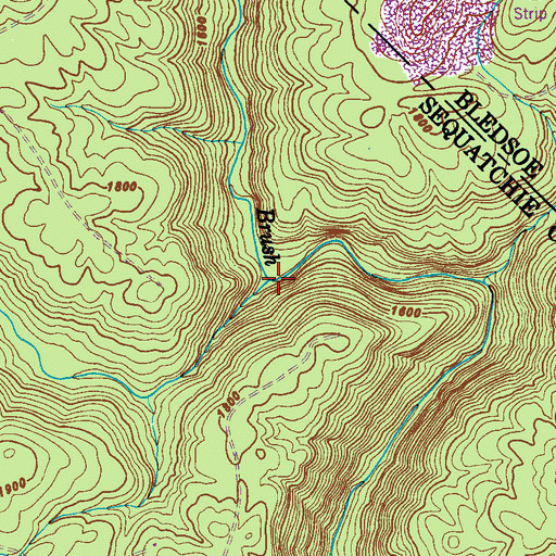 Topographic Map of Kelley Creek, TN