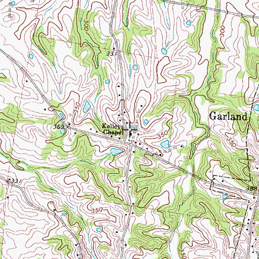 Topographic Map of Kelleys Chapel, TN