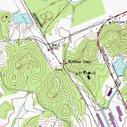 Topographic Map of Kellum Gap, TN