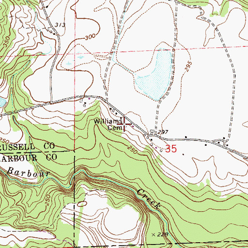 Topographic Map of Williams Cemetery, AL