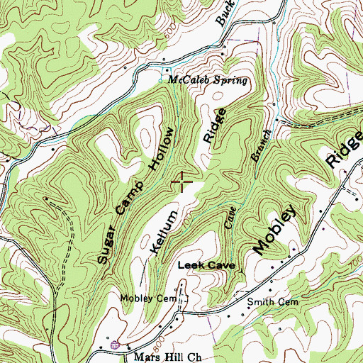 Topographic Map of Kellum Ridge, TN