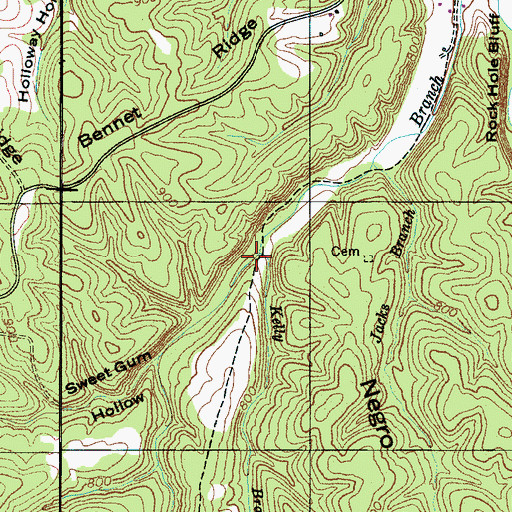 Topographic Map of Kelly Branch, TN