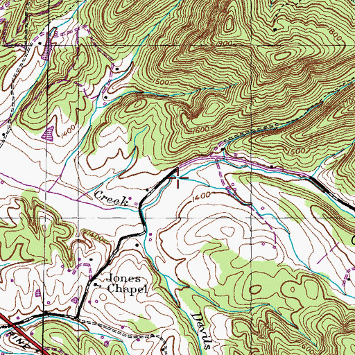 Topographic Map of Kelly Branch, TN