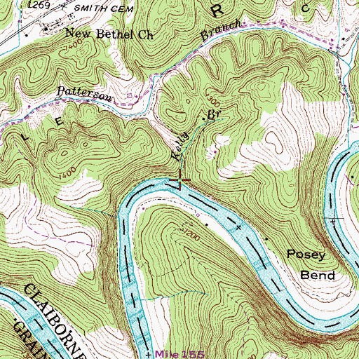 Topographic Map of Kelly Branch, TN