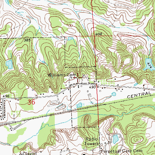 Topographic Map of Williams Cemetery, AL