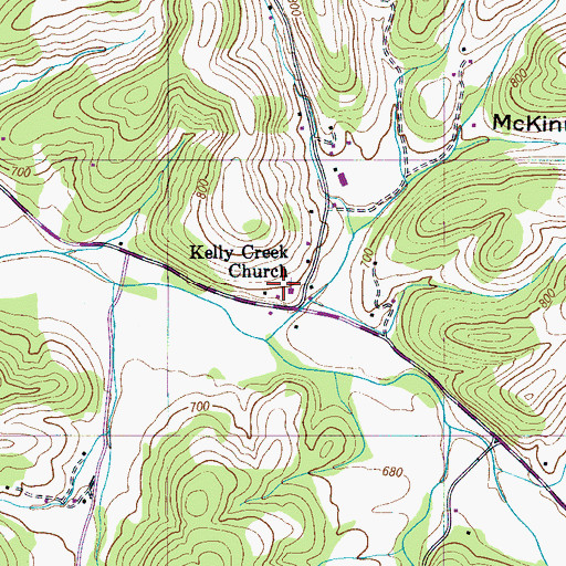 Topographic Map of Kelly Creek Church, TN