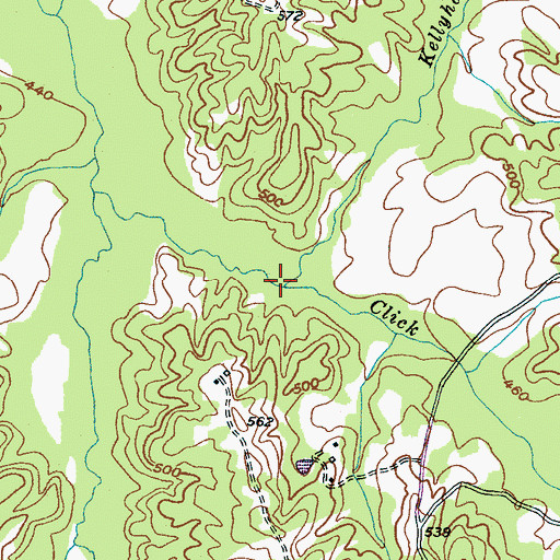 Topographic Map of Kellyham Branch, TN