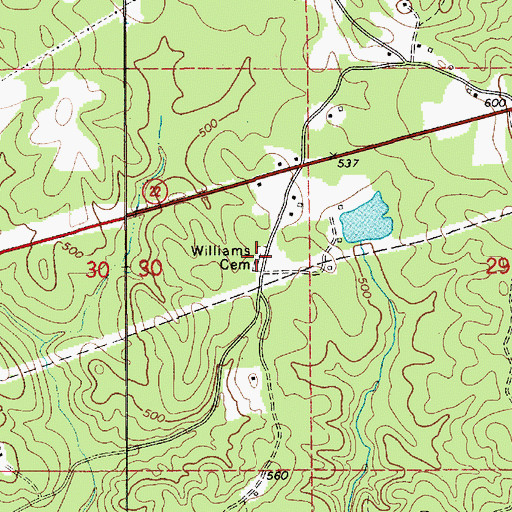 Topographic Map of Williams Cemetery, AL