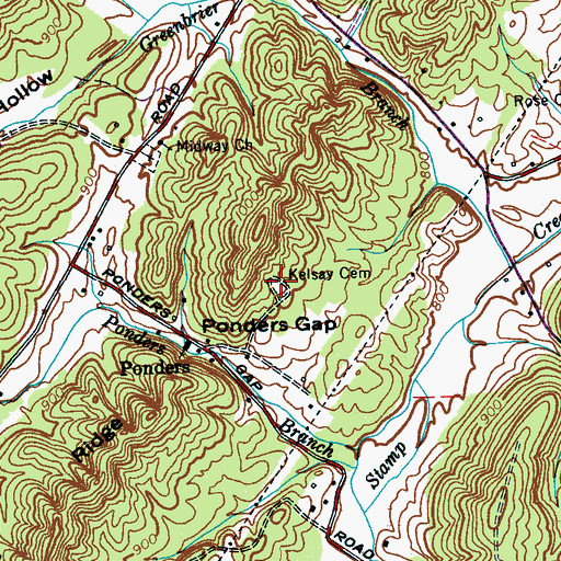 Topographic Map of Kelsay Cemetery, TN
