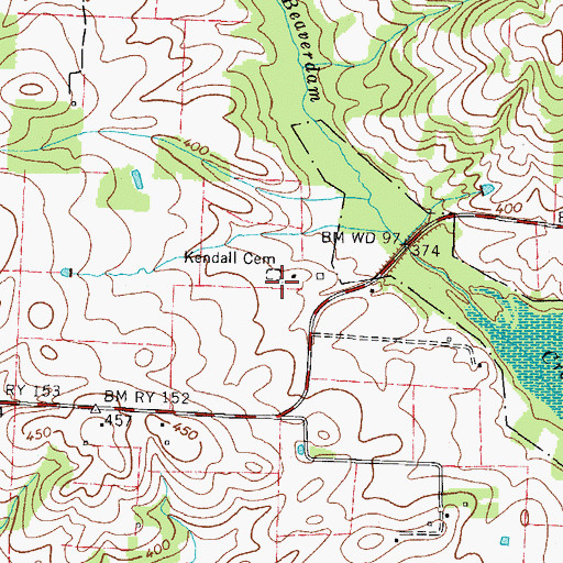 Topographic Map of Kendall Cemetery, TN