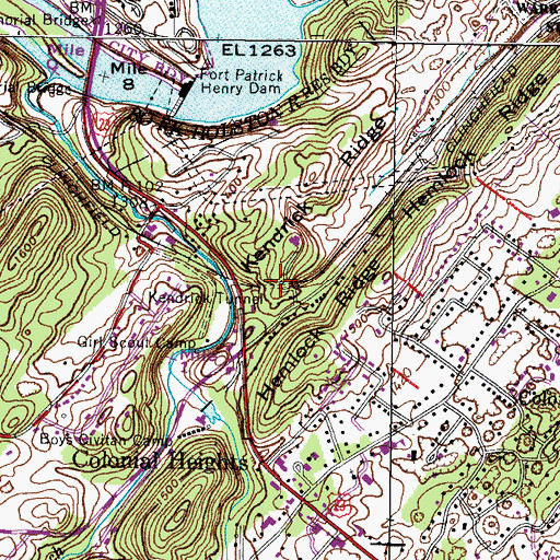Topographic Map of Kendrick Tunnel, TN