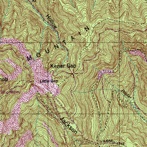 Topographic Map of Kener Gap, TN