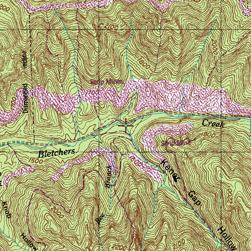 Topographic Map of Kener Gap Hollow, TN