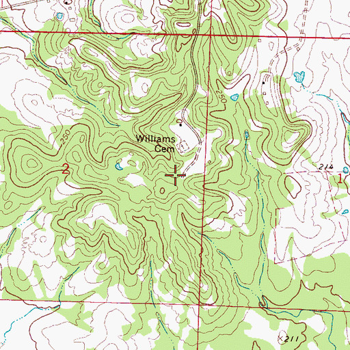 Topographic Map of Williams Cemetery, AL