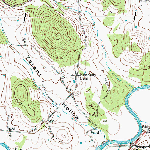 Topographic Map of Kennedy Cemetery, TN