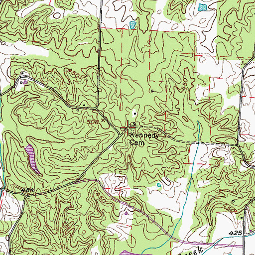 Topographic Map of Kennedy Cemetery, TN