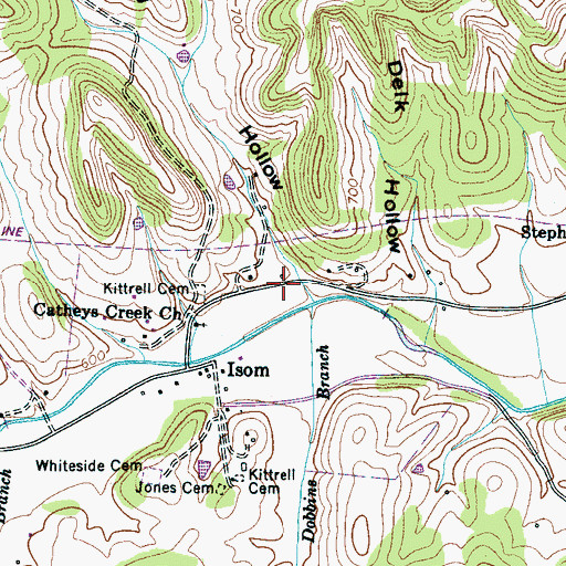 Topographic Map of Kennedy Hollow, TN