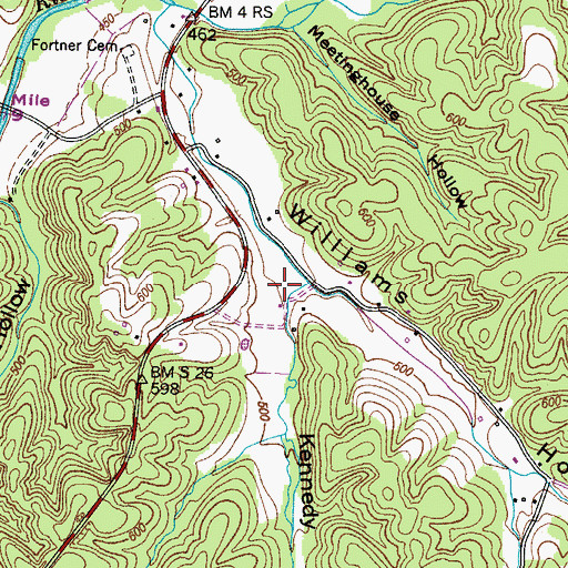 Topographic Map of Kennedy Hollow, TN