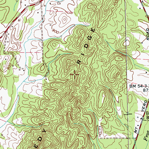 Topographic Map of Kennedy Ridge, TN