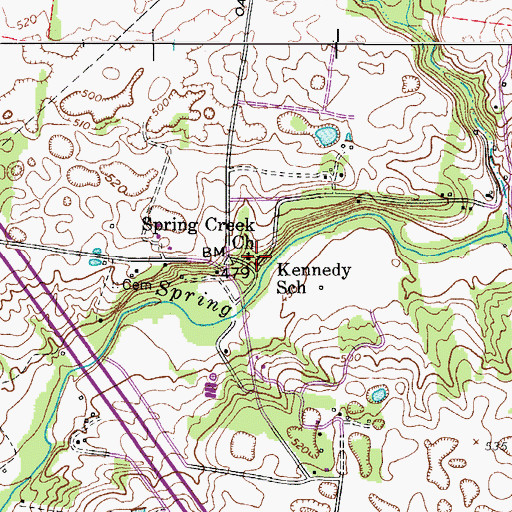 Topographic Map of Kennedy School, TN