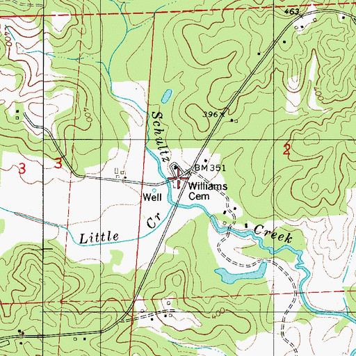 Topographic Map of Williams Cemetery, AL
