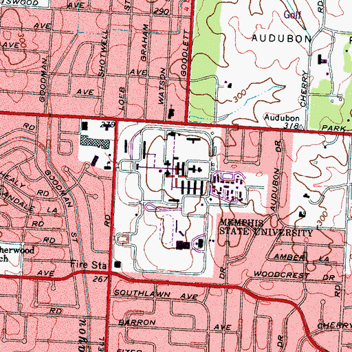 Topographic Map of Kennedy Veterans Administration Hospital, TN