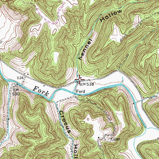 Topographic Map of Kennel Hollow, TN