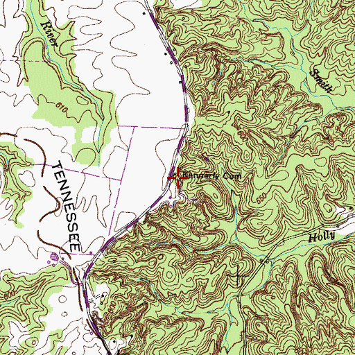 Topographic Map of Kennerly Cemetery, TN