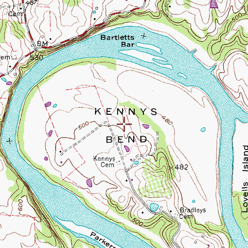 Topographic Map of Kennys Bend, TN