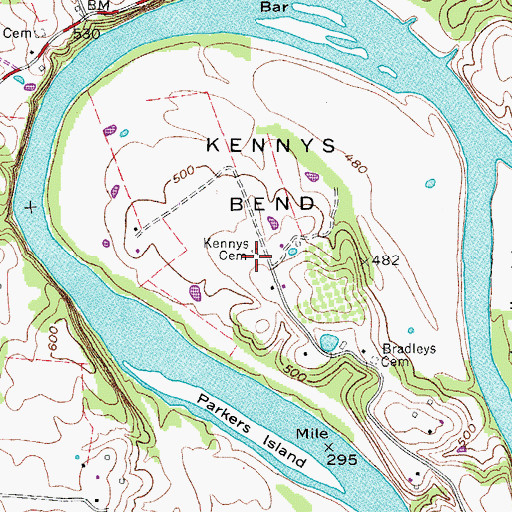 Topographic Map of Kennys Cemetery, TN