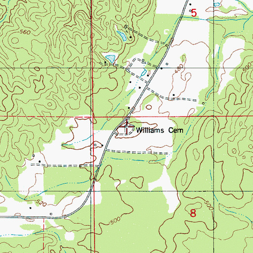 Topographic Map of Williams Cemetery, AL