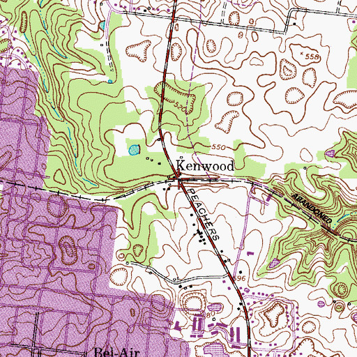 Topographic Map of Kenwood, TN
