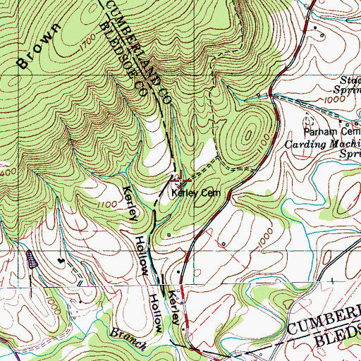 Topographic Map of Kerley Cemetery, TN