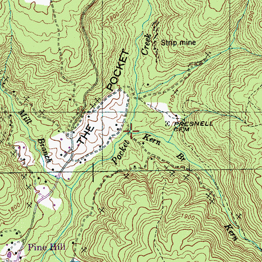 Topographic Map of Kern Branch, TN