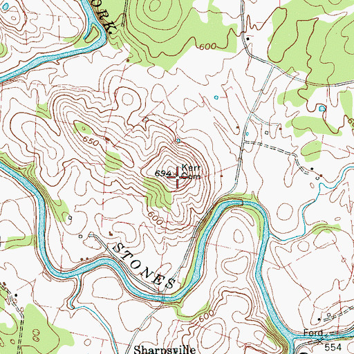 Topographic Map of Kerr Cemetery, TN