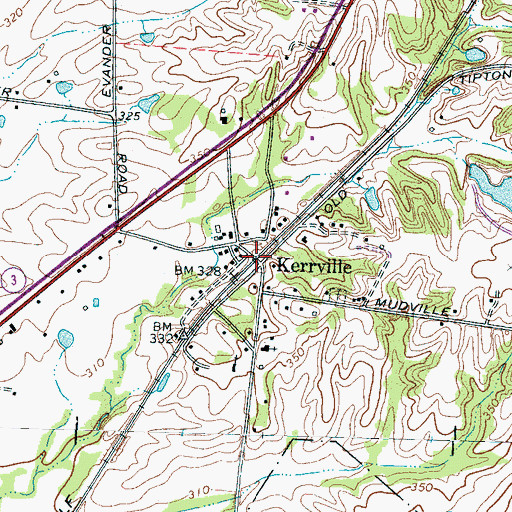 Topographic Map of Kerrville, TN