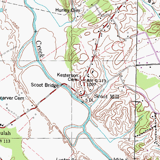 Topographic Map of Kesterson Cemetery, TN
